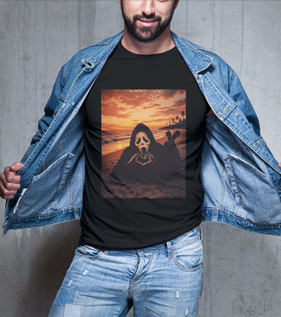 Ghostface Romantic Beach Sunset Valentine's Day Scream Lover T-Shirt
