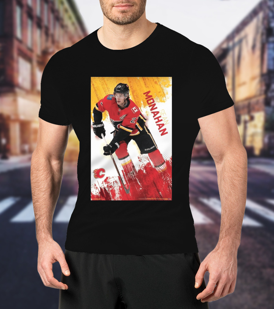 Sean Monahan Calgary Flames NHL Hockey Action T-Shirt
