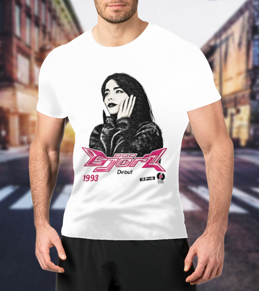 Bjork Debut 1993 Woman Hands On Face Pink T-Shirt
