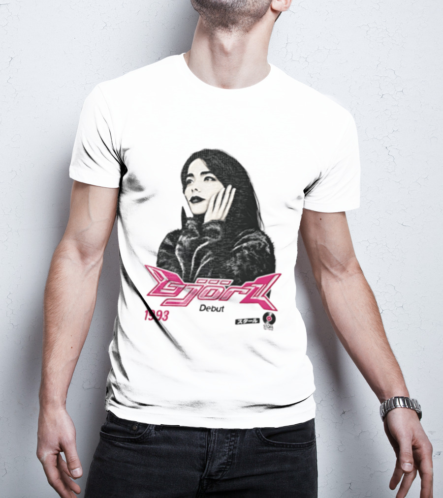 Bjork Debut 1993 Woman Hands On Face Pink T-Shirt