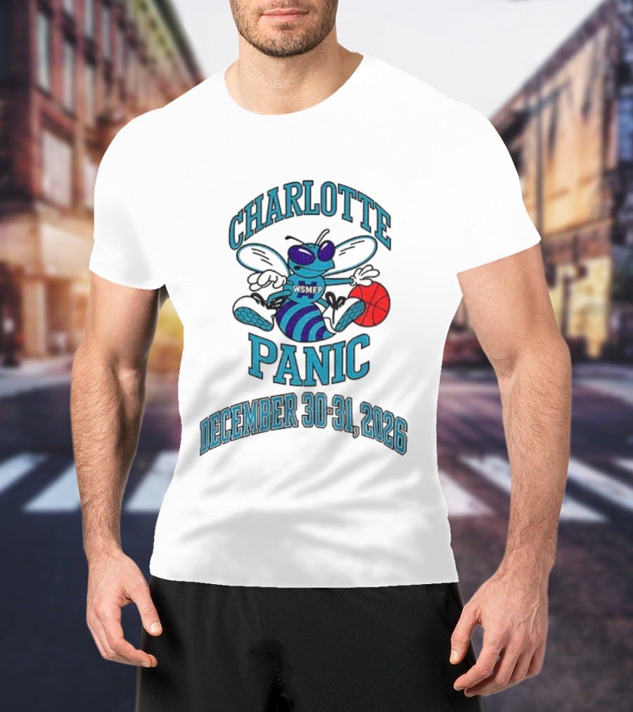 Charlotte Panic December 30 31 2026 Hornet Dribbling Basketball Cartoon T-Shirt