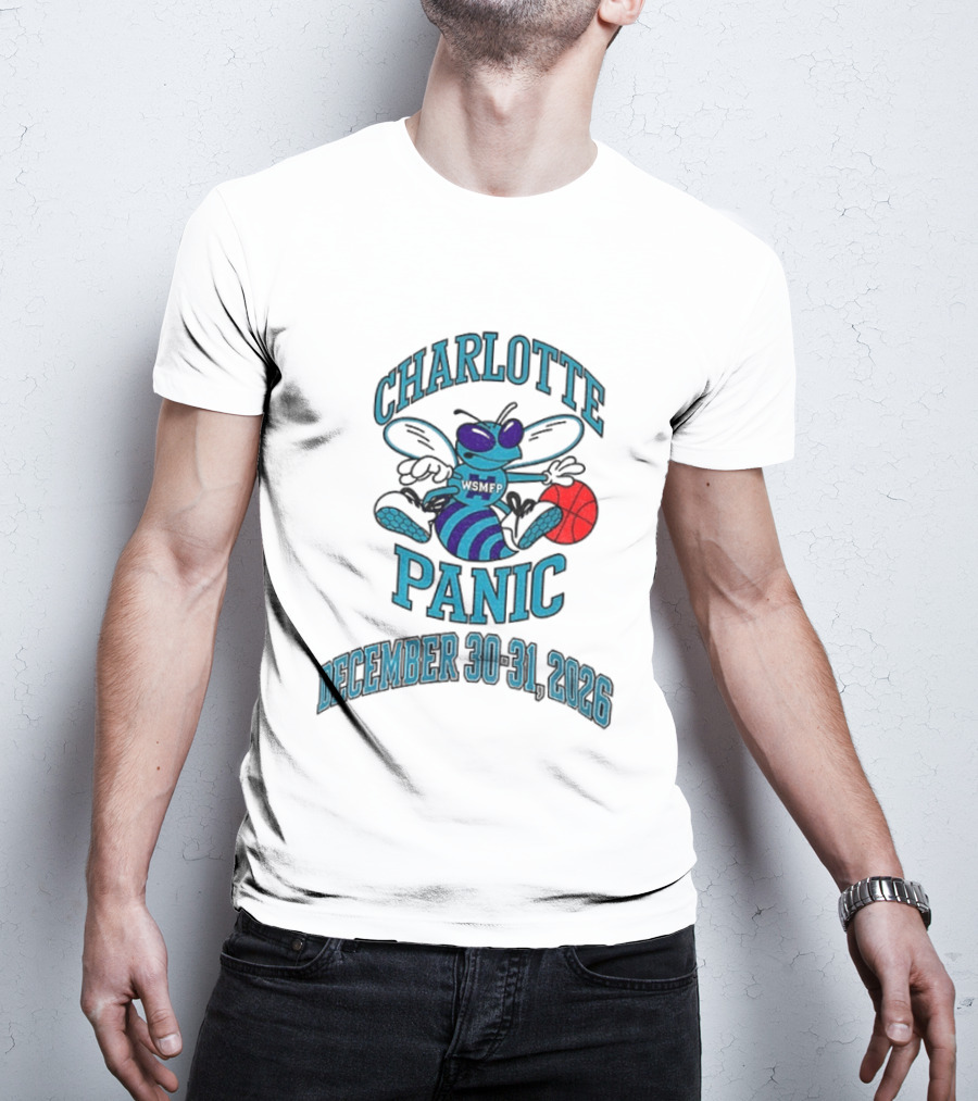 Charlotte Panic December 30 31 2026 Hornet Dribbling Basketball Cartoon T-Shirt