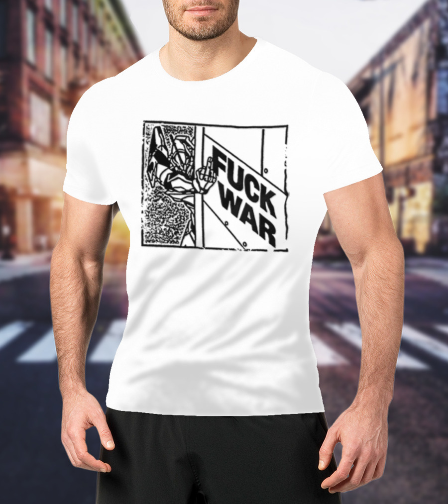 Fuck War Robot Middle Finger Gesture T-Shirt