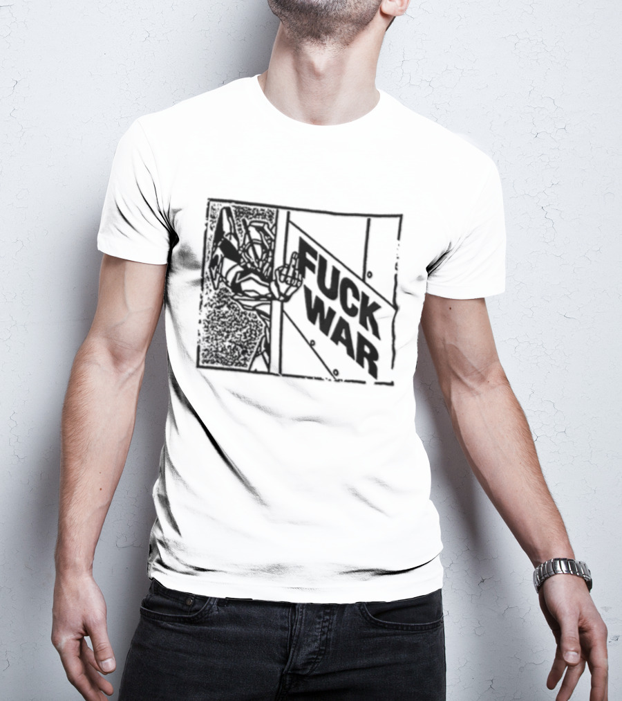 Fuck War Robot Middle Finger Gesture T-Shirt