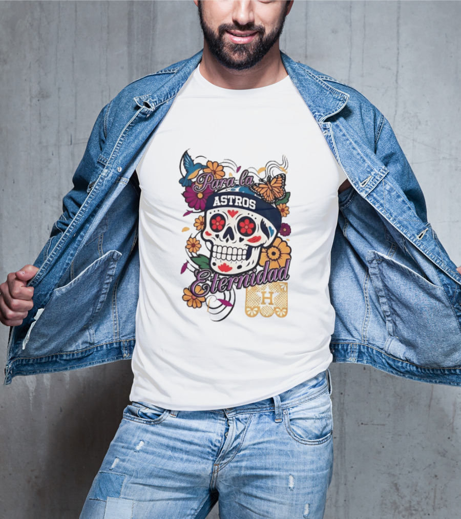 Houston Astros Para La Eternidad Sugar Skull Día De Los Muertos T-Shirt