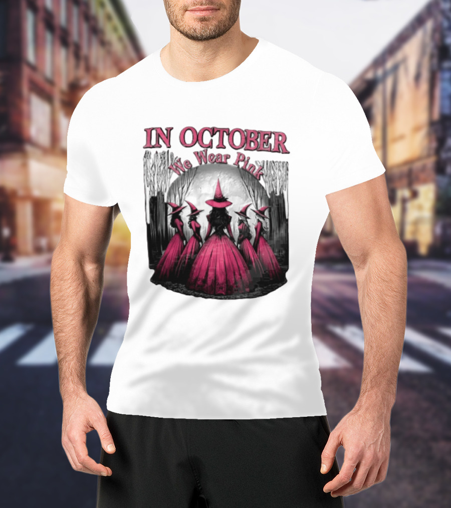 In October We Wear Pink Five Witches Pink Dresses Forest Moon T-Shirt