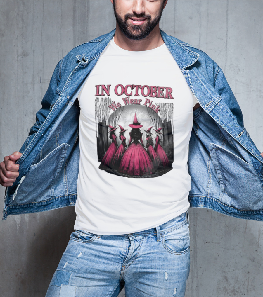 In October We Wear Pink Five Witches Pink Dresses Forest Moon T-Shirt