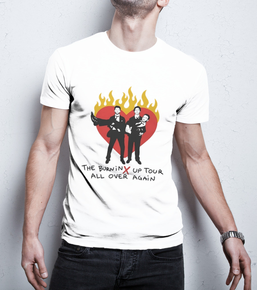 Jonas Brothers Burnin Up Tour All Over Again Fiery Heart Trio T-Shirt