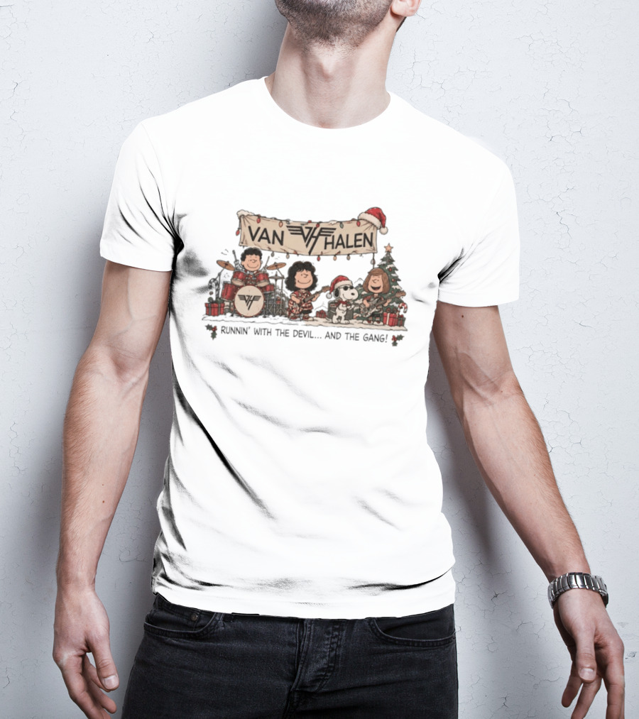 Van Halen Snoopy Peanuts Gang Runnin' With The Devil Christmas T-Shirt