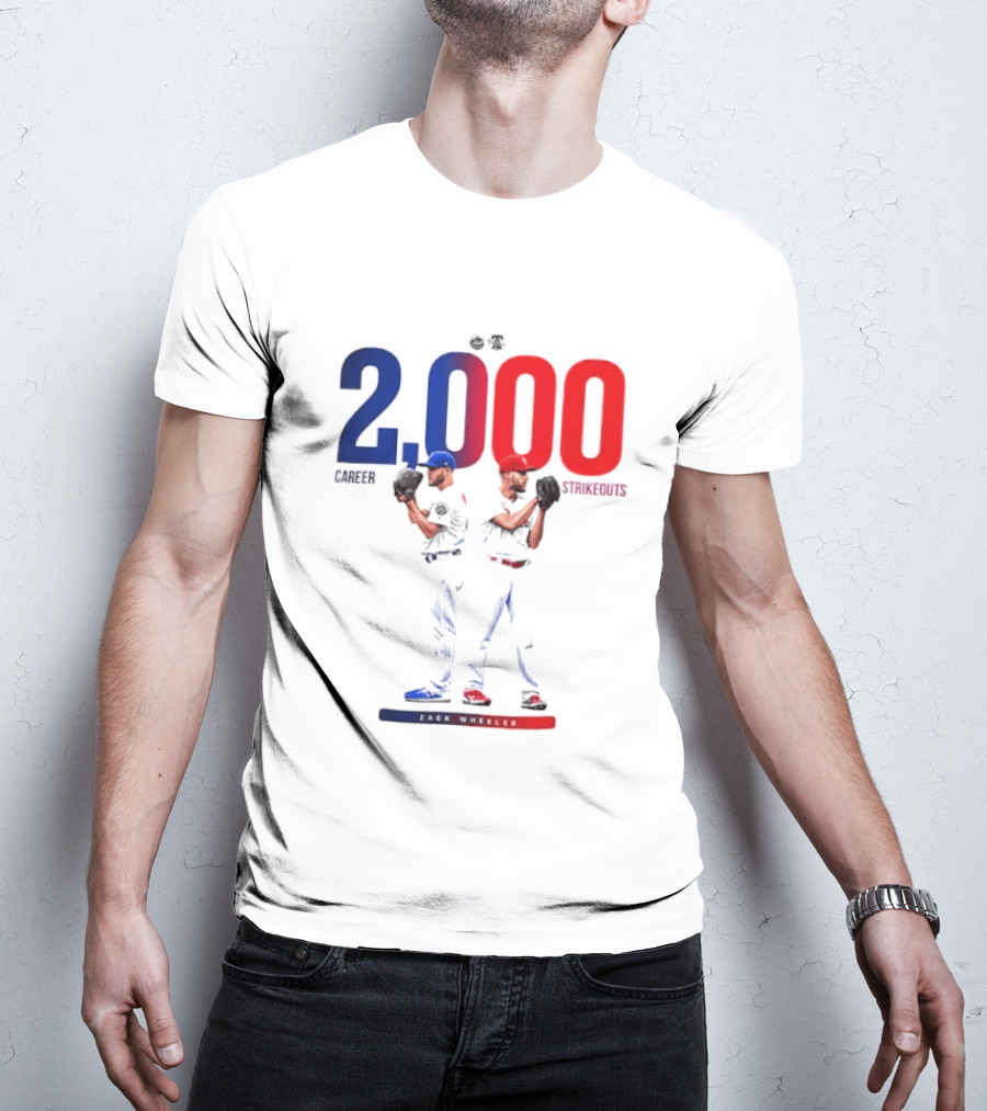Zack Wheeler 2000 Career Strikeouts NY Mets Philadelphia Phillies T-Shirt