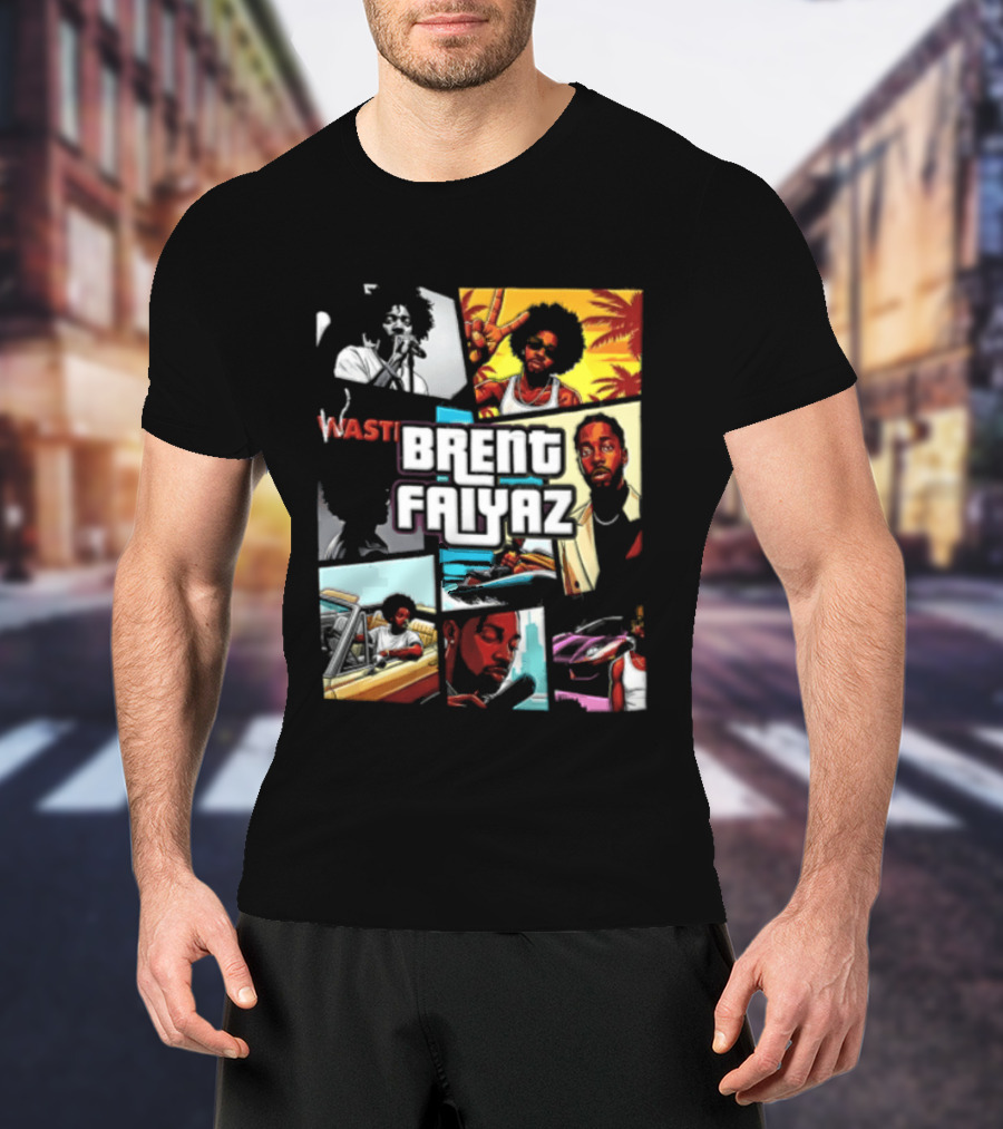 Brent Faiyaz Wasteland Multiple Panels Singer Lifestyle Retro Beach Vibe T-Shirt
