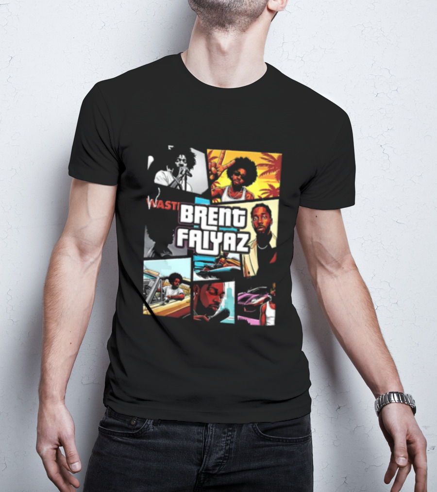 Brent Faiyaz Wasteland Multiple Panels Singer Lifestyle Retro Beach Vibe T-Shirt