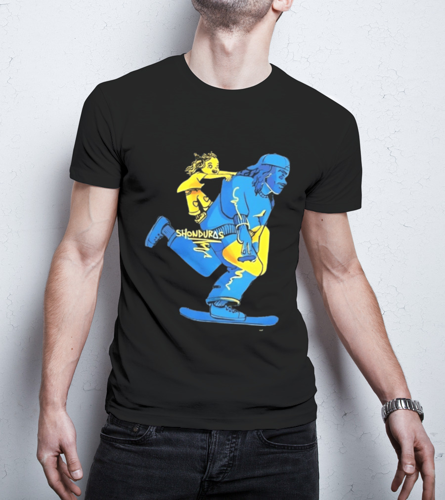 Shonduras Skateboard Skater Yellow Blue T-Shirt