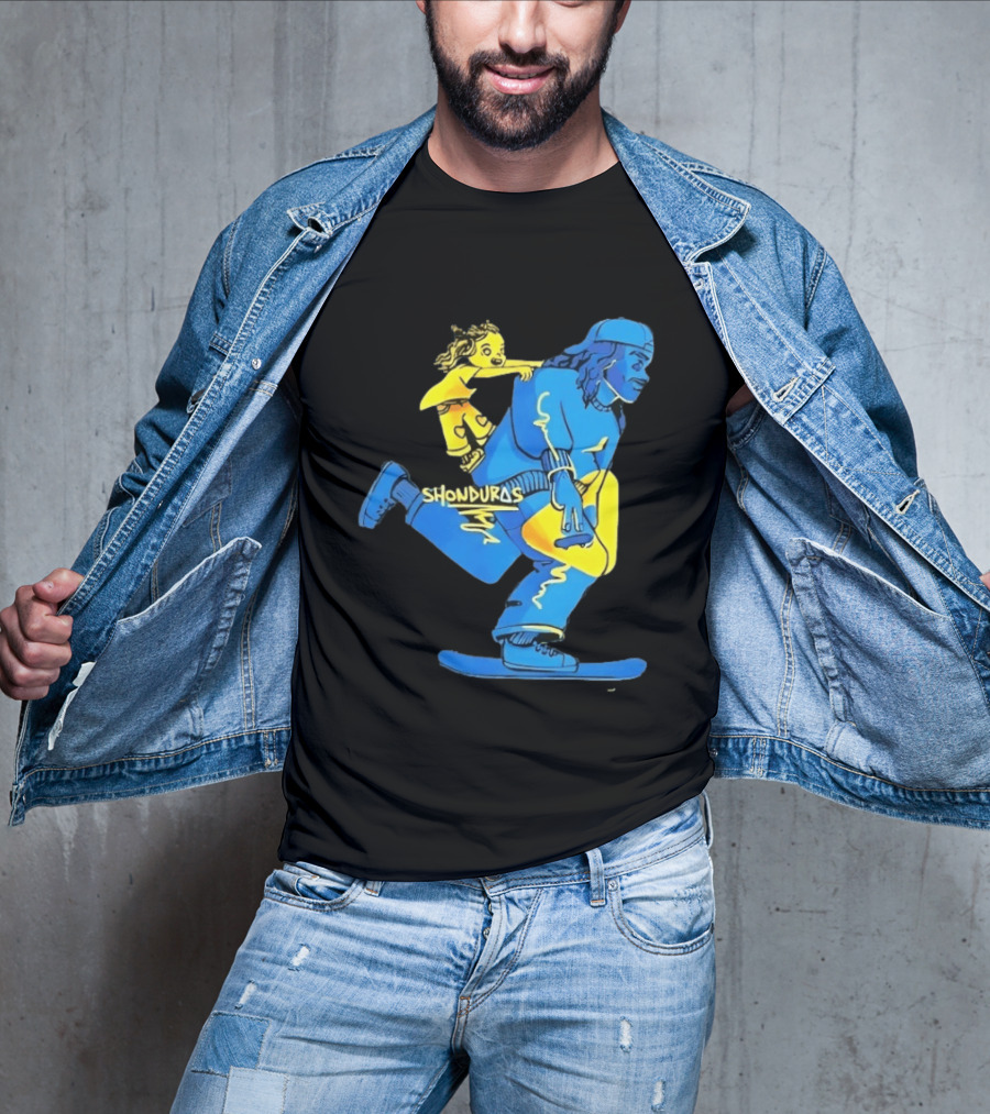 Shonduras Skateboard Skater Yellow Blue T-Shirt