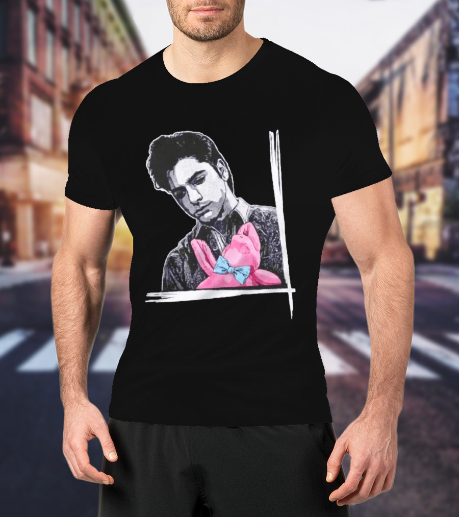 John Stamos Uncle Jesse Pink Bunny With Blue Bow Tie T-Shirt