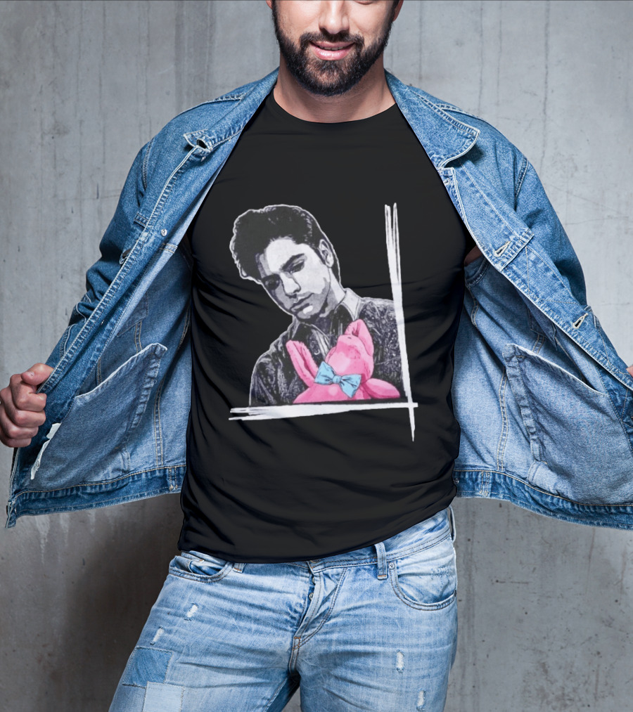 John Stamos Uncle Jesse Pink Bunny With Blue Bow Tie T-Shirt