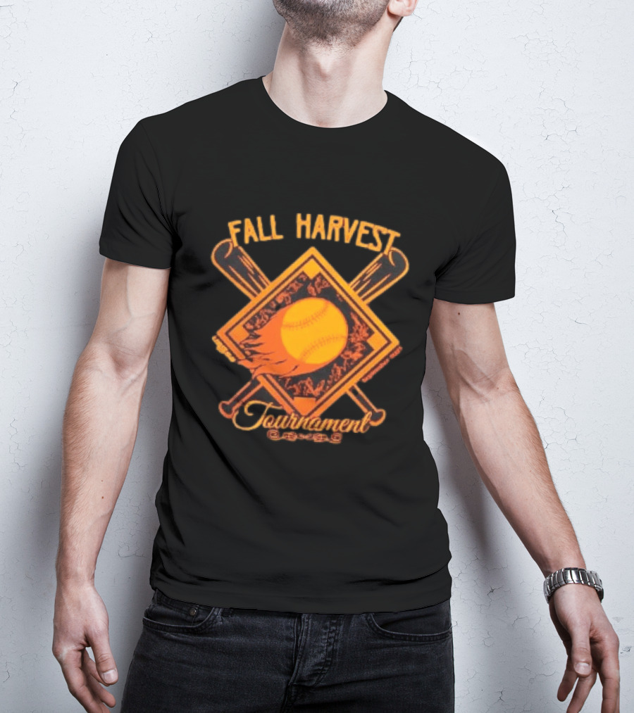 USSSA Fall Harvest Fastpitch Softball Tournament 2023 With Crossed Bats And Flaming Ball T-Shirt