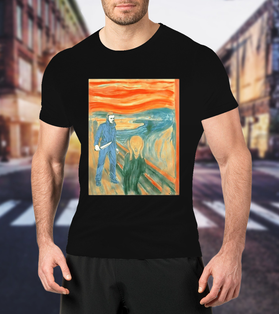 Michael Myers Meets The Scream Edvard Munch Mashup T-Shirt