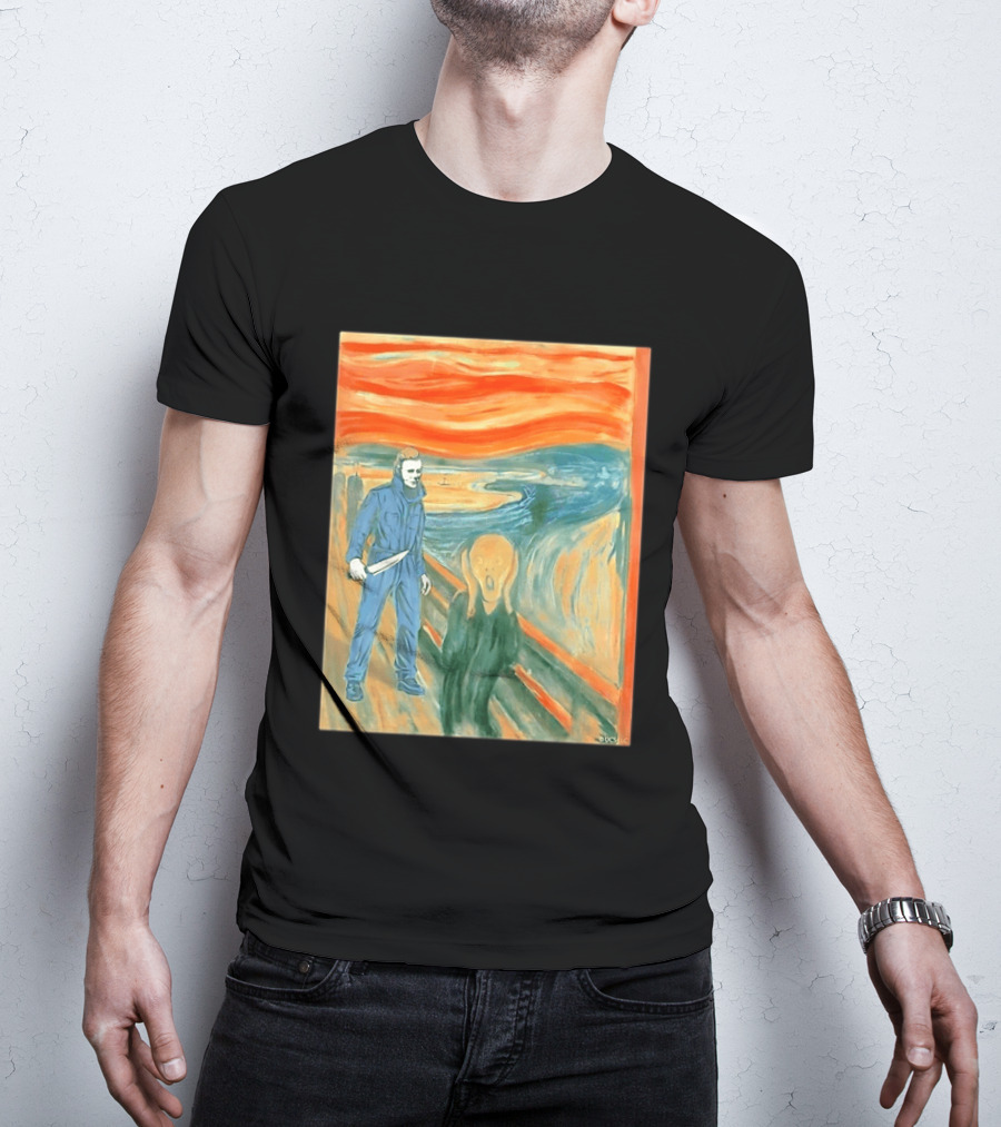 Michael Myers Meets The Scream Edvard Munch Mashup T-Shirt