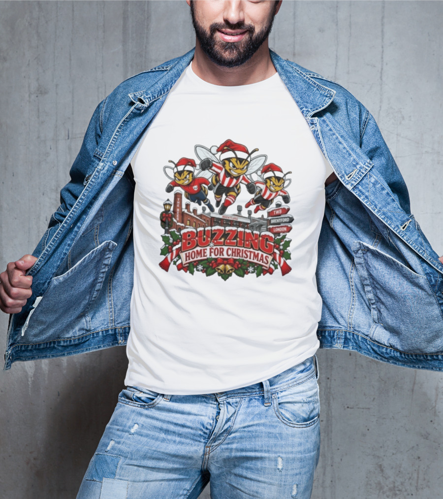 Buzzing Home For Christmas Bees TW8 Brentford London T-Shirt