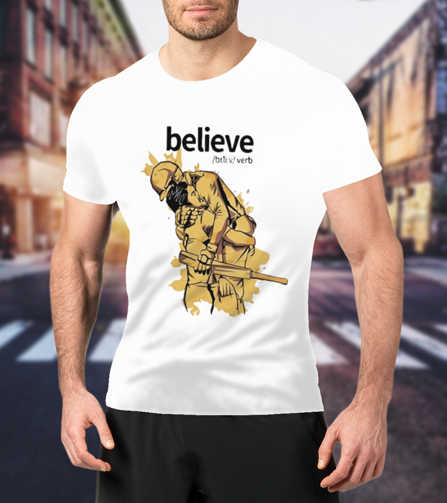 Believe Verb Definition Inspirational Motivation Embrace Cricket Players Hugging T-Shirt