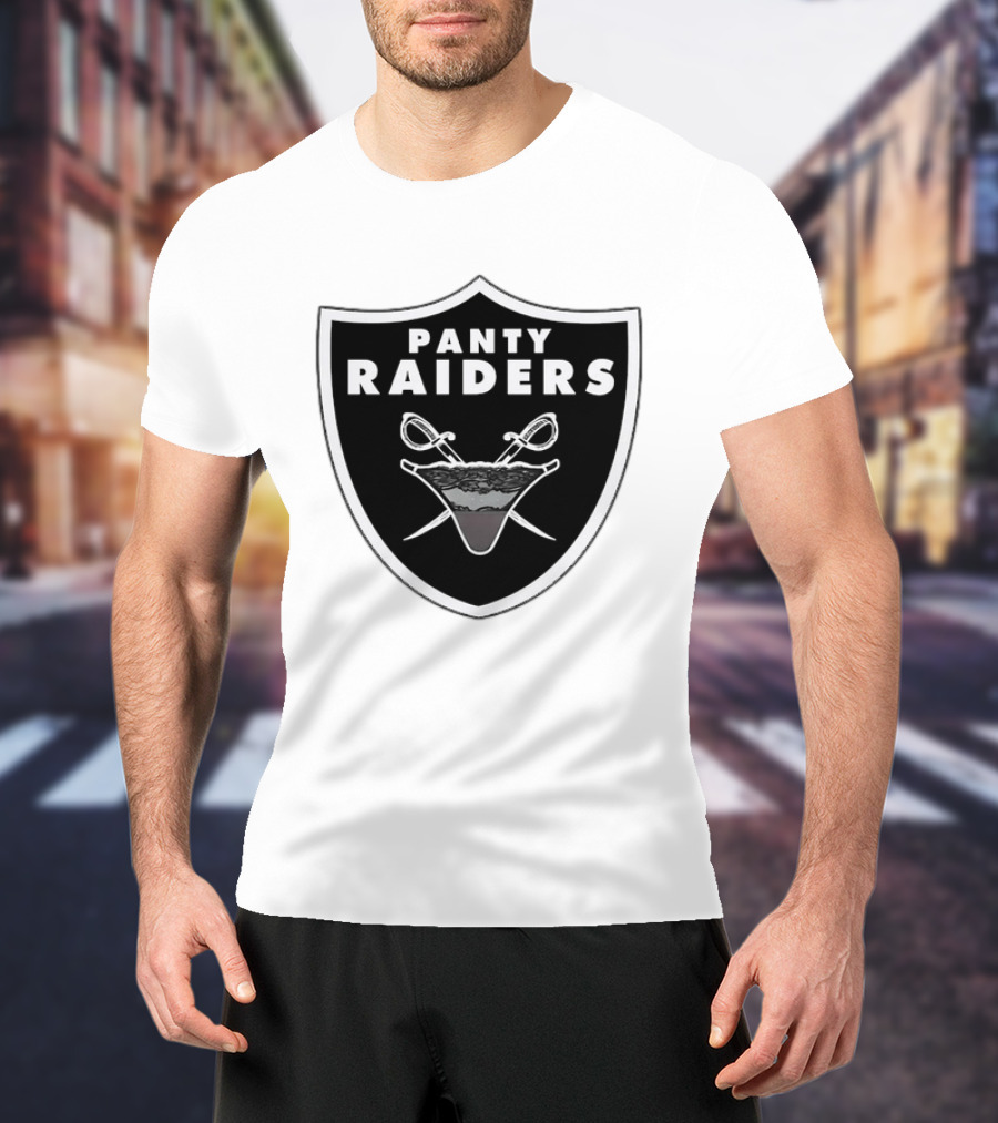 Las Vegas Panty Raiders Shield Swords And Underwear Crest T-Shirt