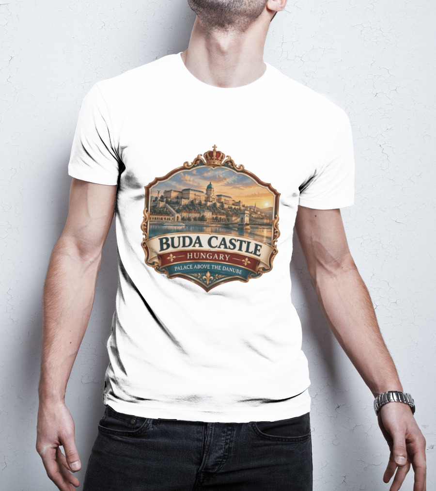 Buda Castle Hungary Palace Above The Danube Majestic Sunset View T-Shirt