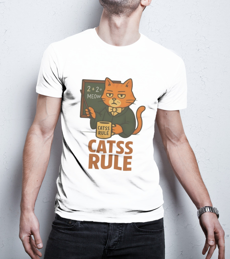 Catss Rule Teacher 2+2 Equals Meow Coffee T-Shirt