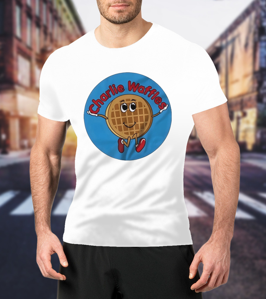 Charlie Waffles Cartoon Smiling Character In Red Shoes T-Shirt