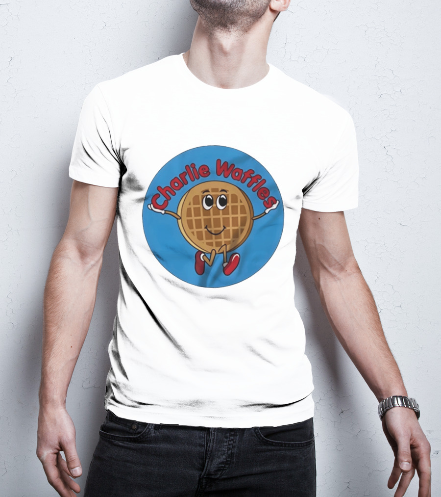 Charlie Waffles Cartoon Smiling Character In Red Shoes T-Shirt
