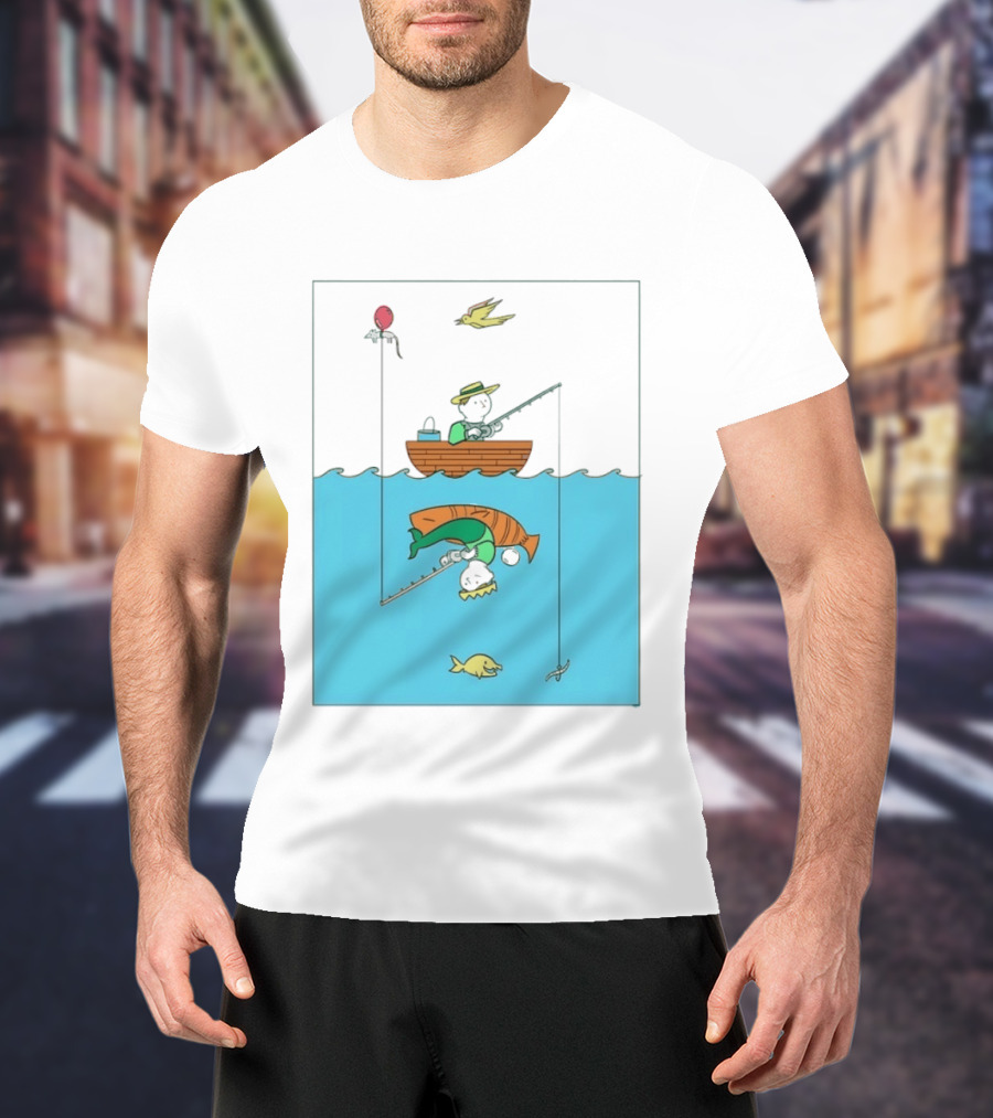 Owenbroadcast Fishing Bear With Turtle And Balloon T-Shirt