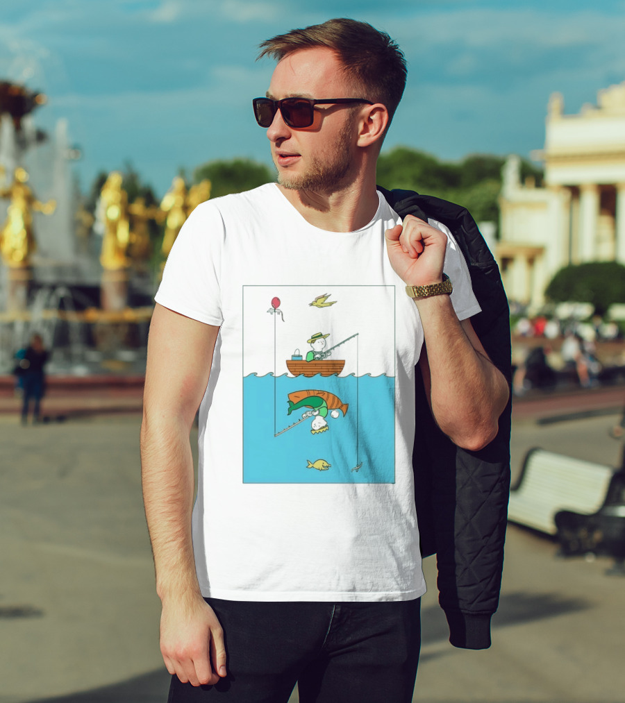 Owenbroadcast Fishing Bear With Turtle And Balloon T-Shirt