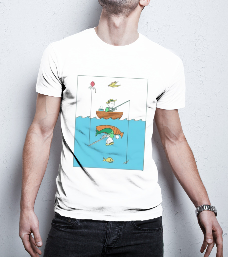 Owenbroadcast Fishing Bear With Turtle And Balloon T-Shirt