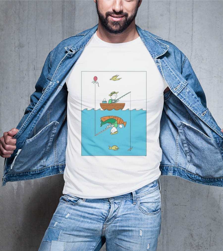 Owenbroadcast Fishing Bear With Turtle And Balloon T-Shirt