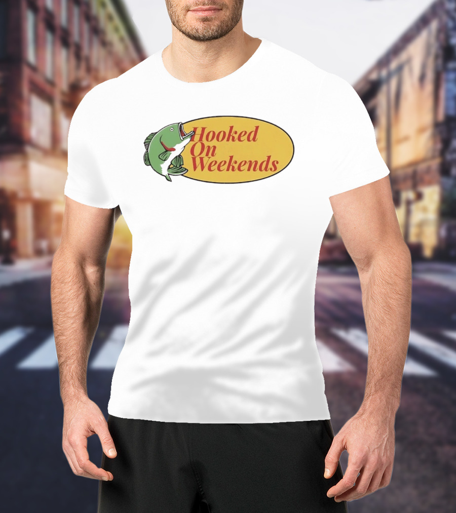 Hooked On Weekends Fishing Outdoors Weekend Fish Clipart T-Shirt