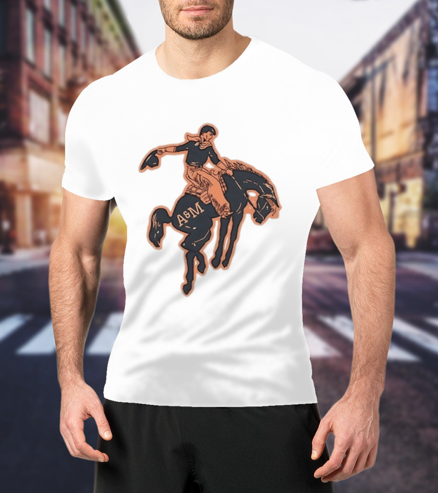 Texas A&M Aggies College Station Vintage Cowboy Riding A&M Horse T-Shirt
