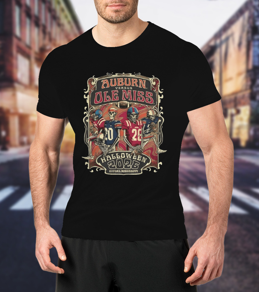 Auburn Versus Ole Miss Halloween 2026 Oxford Mississippi Football Matchup T-Shirt
