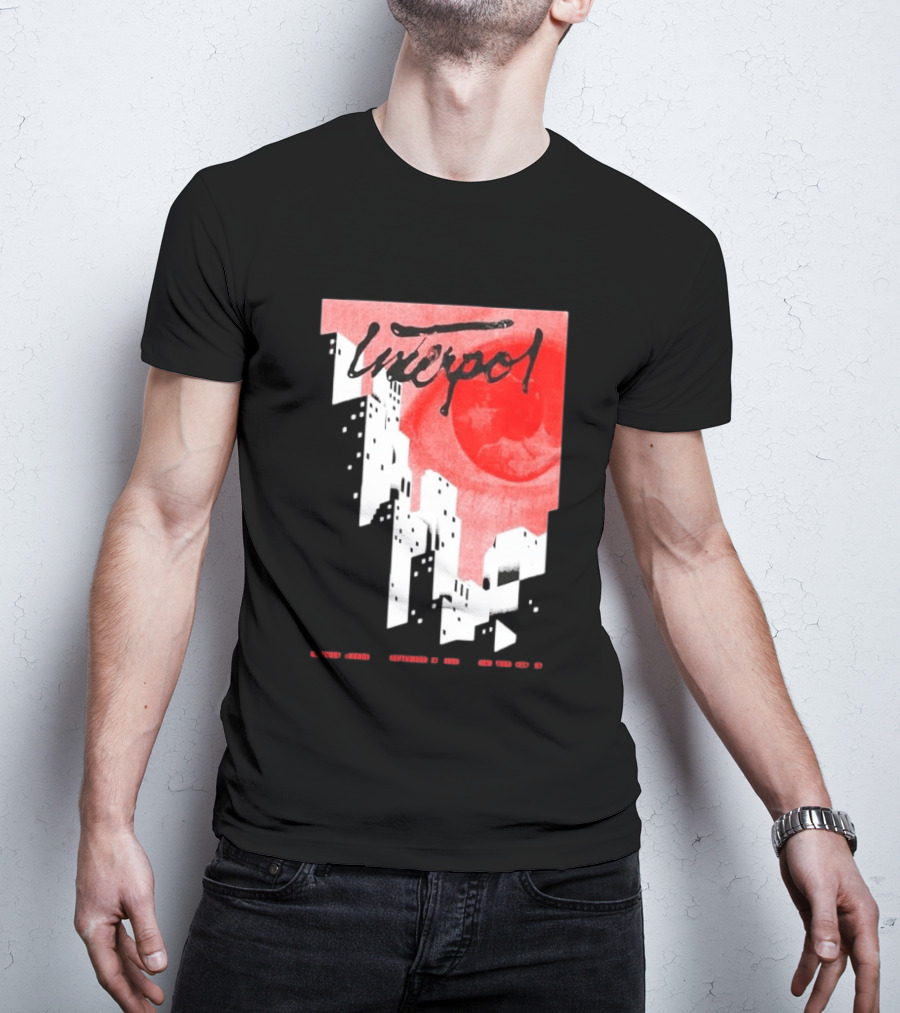 Interpol New York September 27 2026 Tour Cities Skyline Red Moon T-Shirt