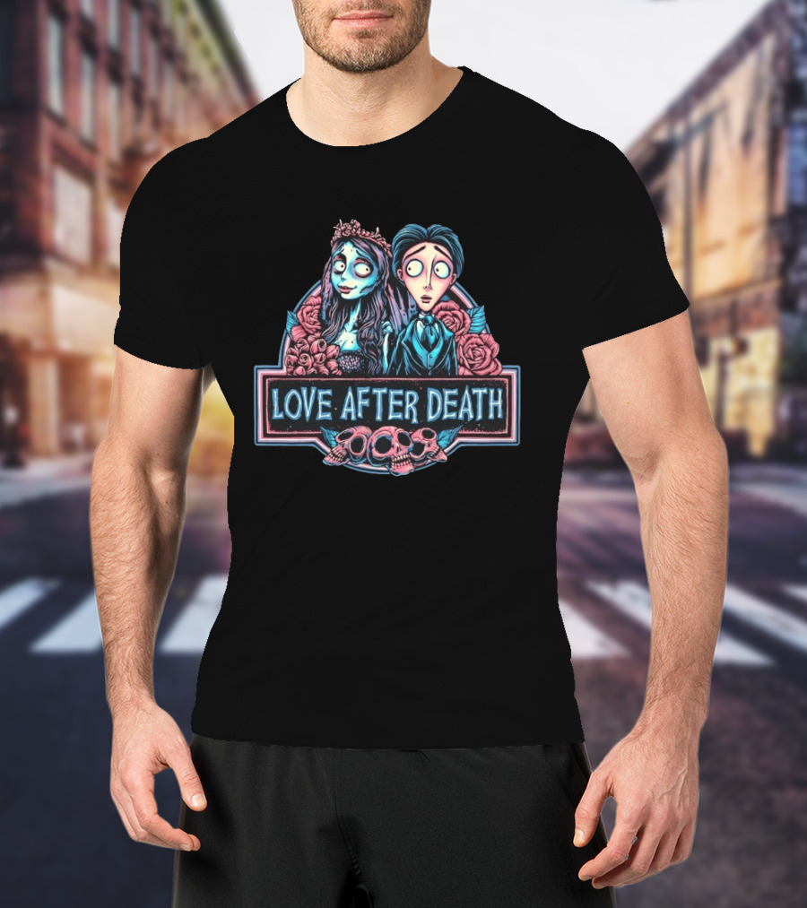 Corpse Bride Love After Death Tim Burton Roses Skulls T-Shirt