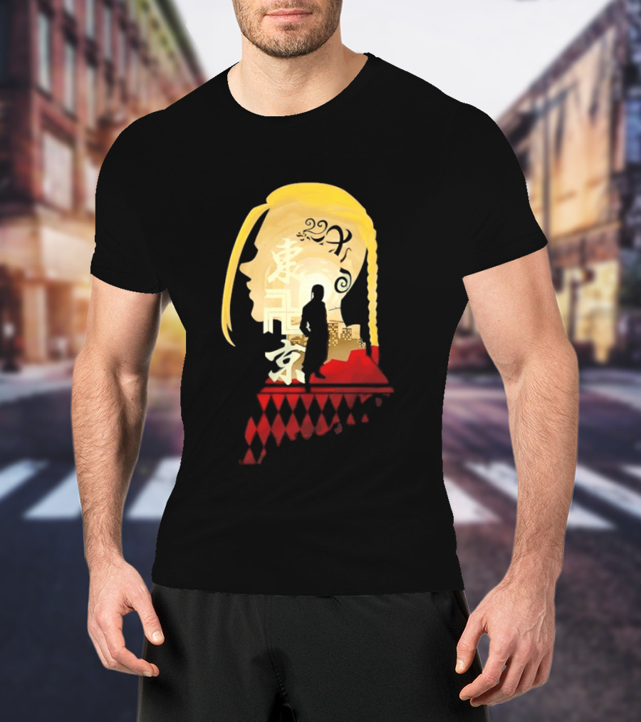Ken Ryuguji Tokyo Revengers Draken Silhouette Art Japan Cityscape Hair T-Shirt