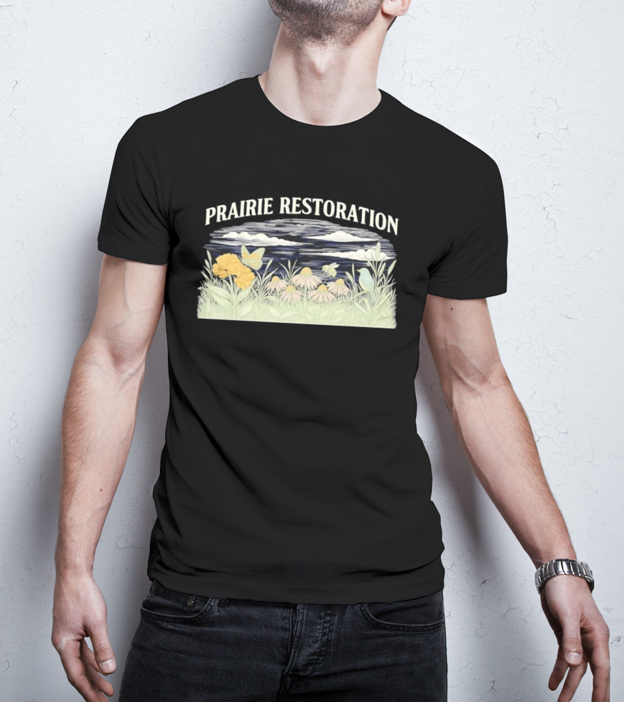 Prairie Restoration Butterfly Hummingbird Wildflowers Botanical Wildlife T-Shirt