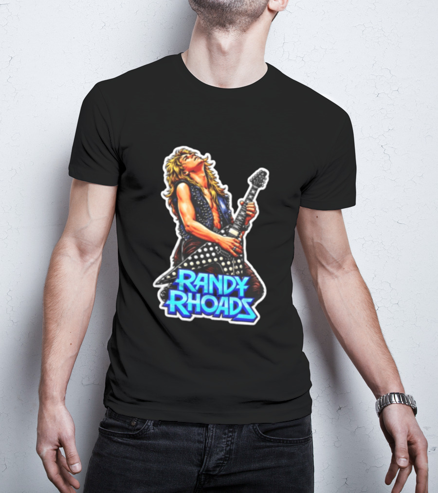 Randy Rhoads Polka Guitar Blonde Guitarist Playing T-Shirt