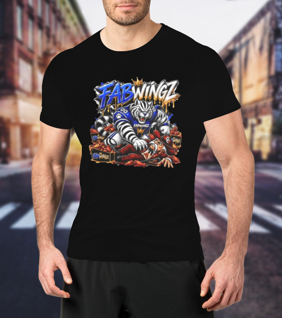 FABWINGZ 00 Tiger Vs Old Cowboy In Chicken Wings Battle T-Shirt