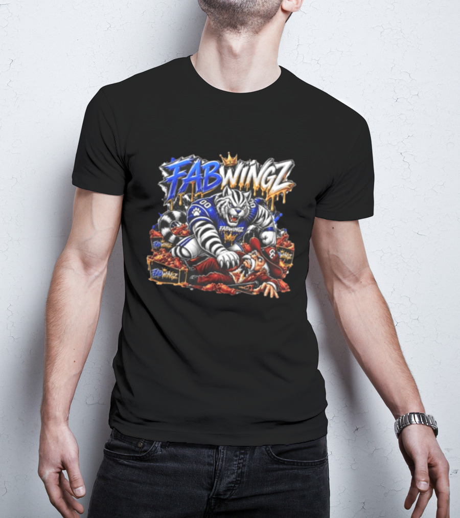 FABWINGZ 00 Tiger Vs Old Cowboy In Chicken Wings Battle T-Shirt