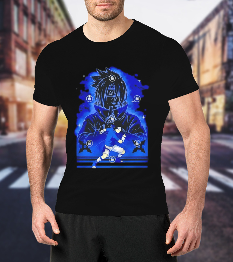 Sasuke Uchiha Naruto Anime Ninja Sharingan Chidori Jutsu T-Shirt