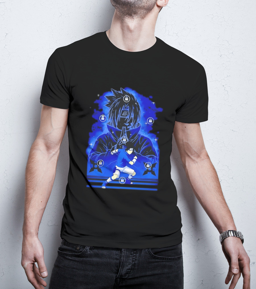 Sasuke Uchiha Naruto Anime Ninja Sharingan Chidori Jutsu T-Shirt