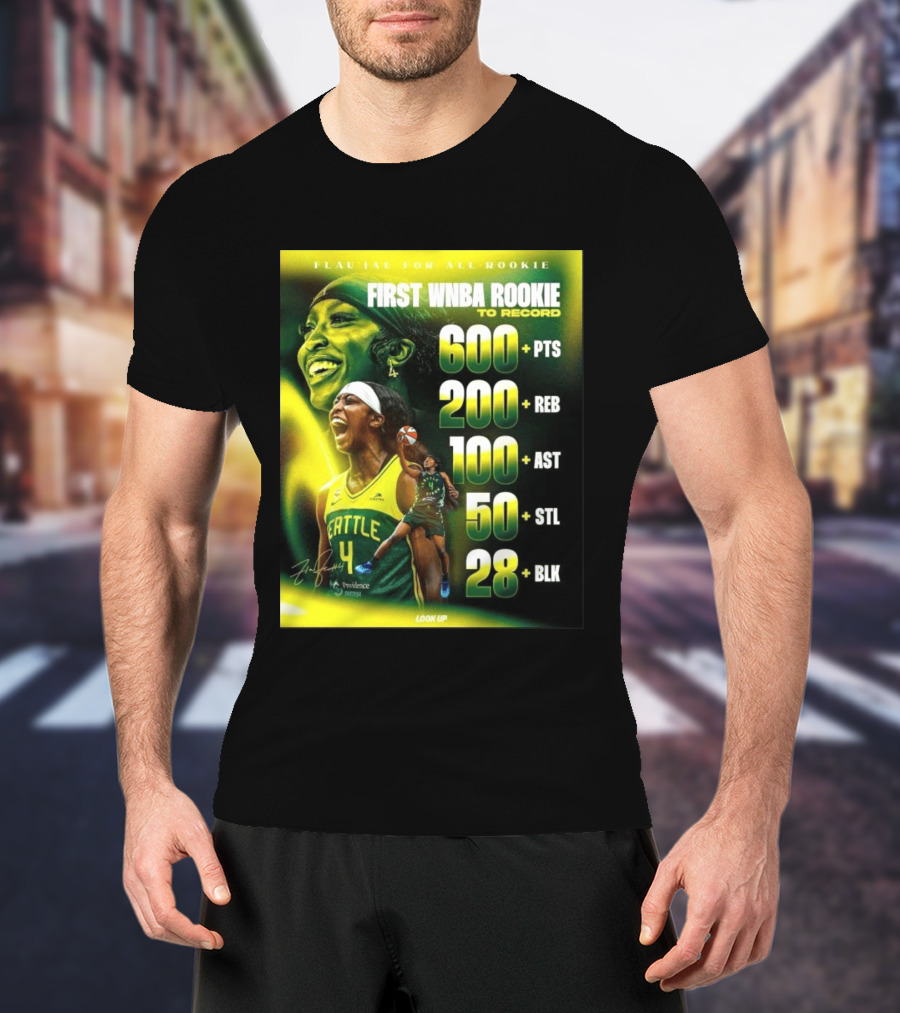 Flau'jae For All Rookie First WNBA Rookie To Record 600+ PTS 200+ REB 100+ AST 50+ STL 28+ BLK Seattle T-Shirt