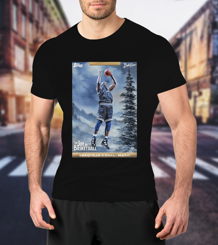 Shaquille O'Neal Magic Topps Bob Ross The Joy Of Basketball Card T-Shirt