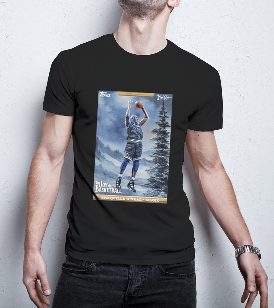 Shaquille O'Neal Magic Topps Bob Ross The Joy Of Basketball Card T-Shirt