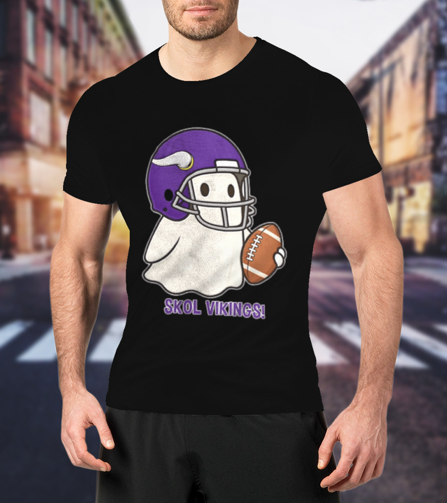 Minnesota Vikings Skol Vikings Ghost Purple Football Helmet T-Shirt